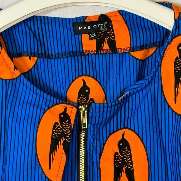 Mae Otti African Print Top Orange Blue Designer 3XL Tabitha Brown Urban Work BBW - Picture 4 of 15